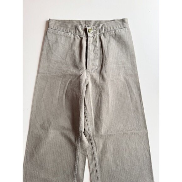 KLAXON HOWL Army Green 100% Cotton Twill Wide Leg Cropped Sailor Pants, Size 28 - Picture 2 of 13